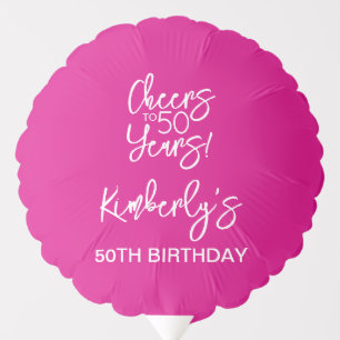 Whimsical Pink Cheers to 50 Years Birthday Balloon