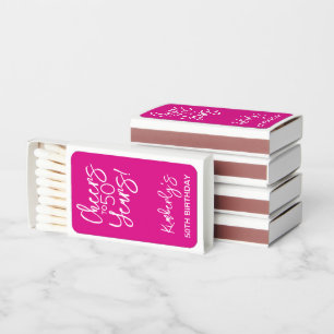 Whimsical Pink Cheers to 50 Years Birthday Matchboxes