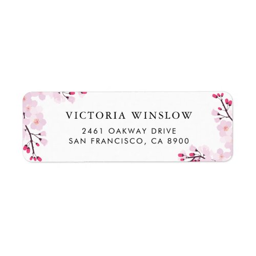 Whimsical Pink Cherry Blossoms Address Label