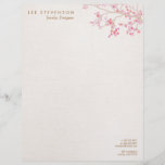 Whimsical Pink Cherry Blossoms Nature Letterhead
