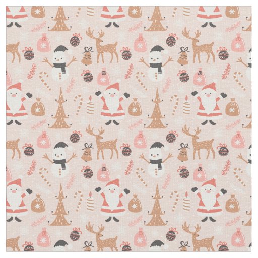 Whimsical Pink Christmas Fabric