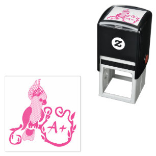 Whimsical Pink Cockatoo Grade A+ Self-inking Stamp