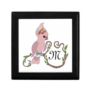 Whimsical Pink Cockatoo Monogram Gift Box