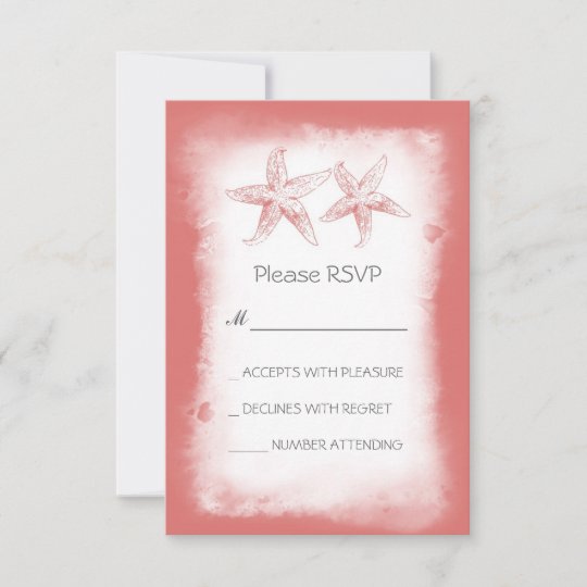 Whimsical Pink Coral Beach Wedding Rsvp Cards