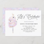 Whimsical Pink Cotton Candy Girls Birthday Party Invitation