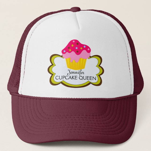 Whimsical Pink Cupcake Personalized Hat (Front)