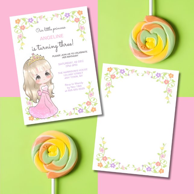Whimsical Pink Dress Princess Floral Birthday  Invitation (Creator Uploaded)