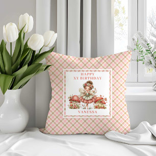 Whimsical Pink Fairy 3rd Birthday Throw Pillow