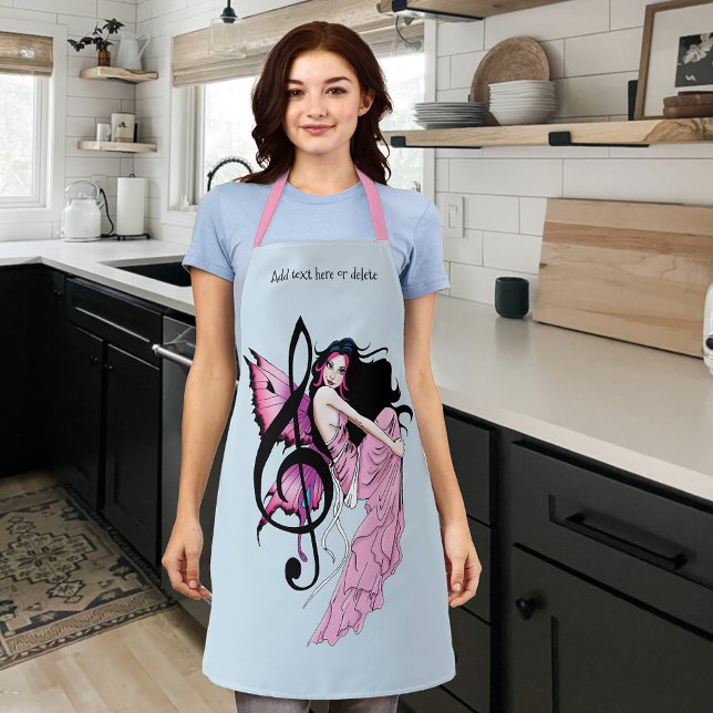 Whimsical Pink Fairy Blue Fantasy Music Note Apron (Creator Uploaded)