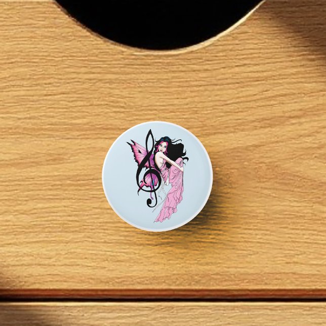 Whimsical Pink Fairy Blue Fantasy Music Note Ceramic Knob (Creator Uploaded)