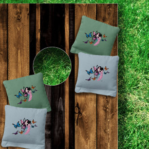 Whimsical Pink Fairy Blue Fantasy Music Note Cornhole Bags