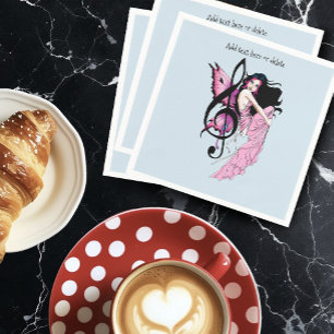Whimsical Pink Fairy Blue Fantasy Music Note Napkins