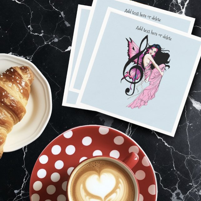 Whimsical Pink Fairy Blue Fantasy Music Note Napkins (Creator Uploaded)