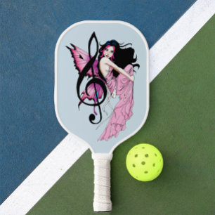 Whimsical Pink Fairy Blue Fantasy Music Note Pickleball Paddle