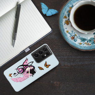 Whimsical Pink Fairy Blue Fantasy Music Note Samsung Galaxy S21 Ultra Case
