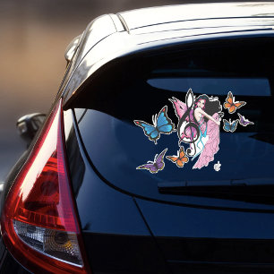 Whimsical Pink Fairy Blue Fantasy Music Note Sticker