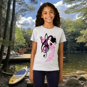 Whimsical Pink Fairy Blue Fantasy Music Note T-Shirt