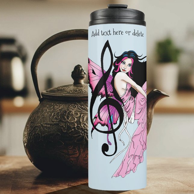 Whimsical Pink Fairy Blue Fantasy Music Note Thermal Tumbler (Creator Uploaded)