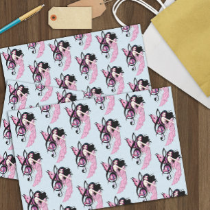 Whimsical Pink Fairy Blue Fantasy Music Note Tissue Paper
