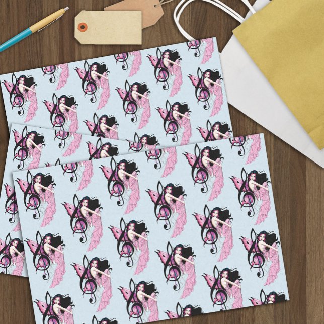 Whimsical Pink Fairy Blue Fantasy Music Note Tissue Paper (Creator Uploaded)