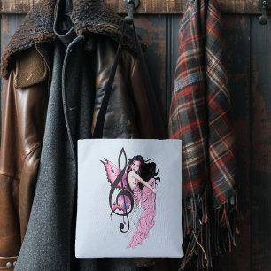 Whimsical Pink Fairy Blue Fantasy Music Note Tote Bag