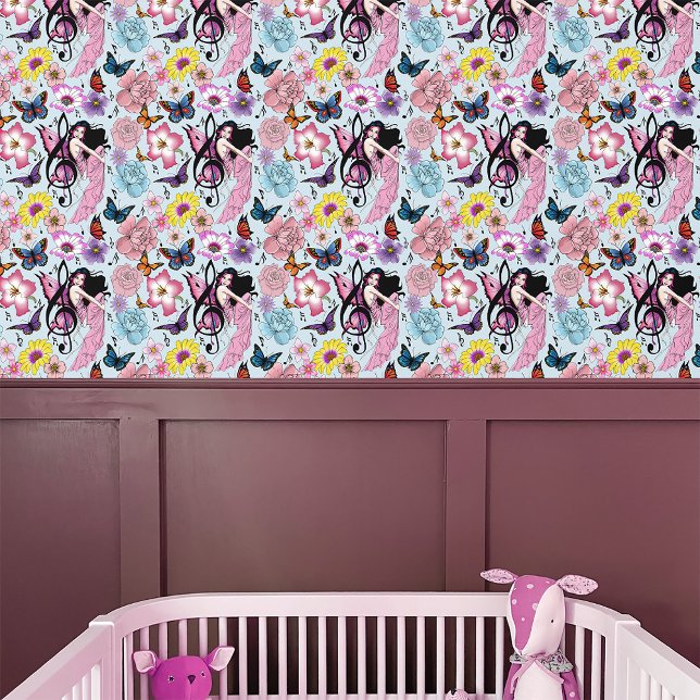 Whimsical Pink Fairy Blue Fantasy Music Note Wallpaper (Creator Uploaded)