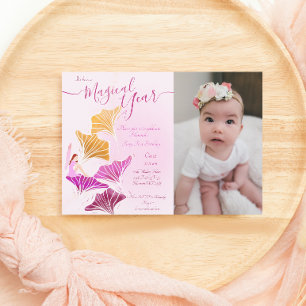 Whimsical Pink Fairy First Birthday Invitation