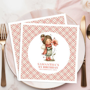 Whimsical Pink Fairy Flowers 1st Birthday Party  Paper Dinner Napkins
