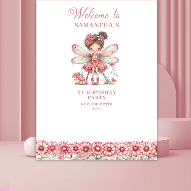 Whimsical Pink Fairy Flowers 2nd Birthday Backdrop (Whimsical Pink Fairy Flowers 2nd Birthday Backdrop)