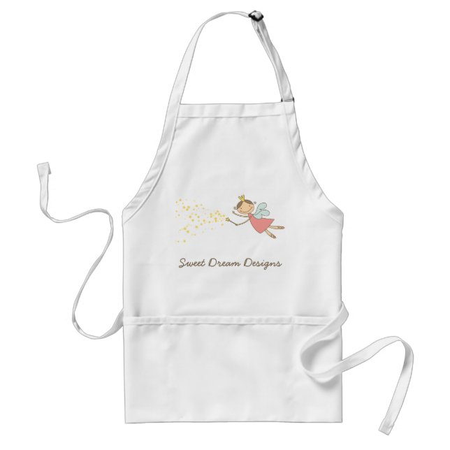 Whimsical Pink Fairy Princess And Magical Stars Adult Apron (Front)