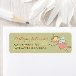 Whimsical Pink Fairy Princess Baby Shower Address Label