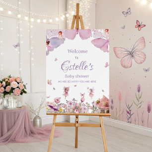 Whimsical Pink Fairy Welcome Sign Foam Board