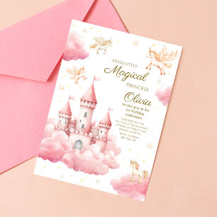 Whimsical Pink Fairytale Princess Birthday Invitation