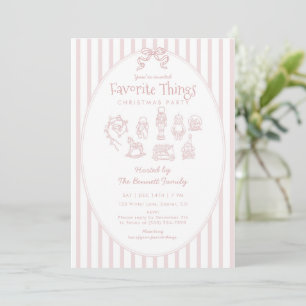 Whimsical Pink Favorite Things Christmas Party Invitation