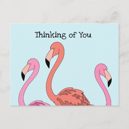 Whimsical Pink Flamingo Cartoon Postcard