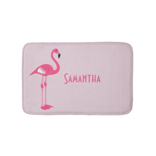 Whimsical Pink Flamingo Custom Bath Mat