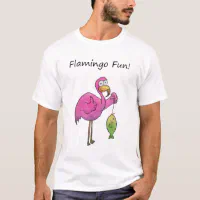 Whimsical Pink Flamingo Fishing Good Catch T-Shirt | Zazzle