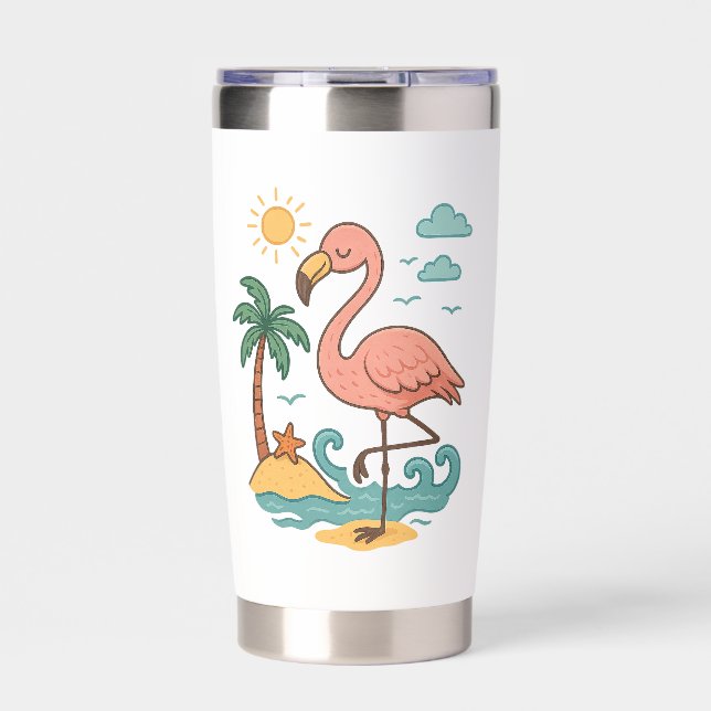 Whimsical Pink Flamingo Insulated Tumbler (Front)