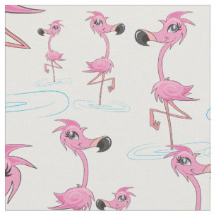 Whimsical Pink Flamingo Pattern Fabric