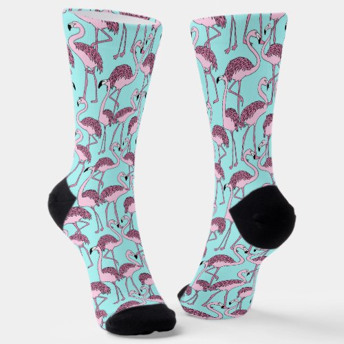 Whimsical Pink Flamingo Pattern Socks