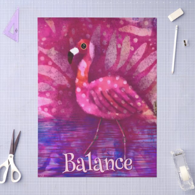 Whimsical Pink Flamingo Personalized Decoupage Tissue Paper (Craft)