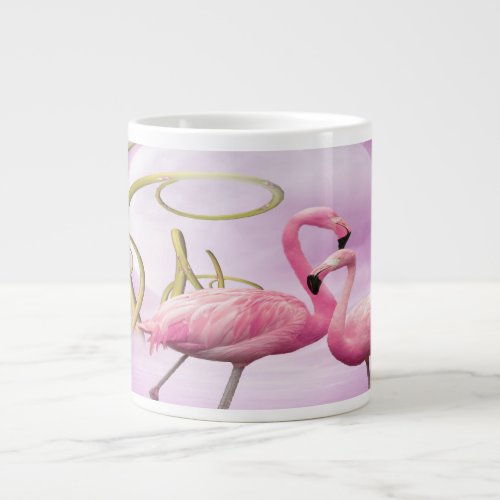 Whimsical Pink Flamingos Jumbo Mug