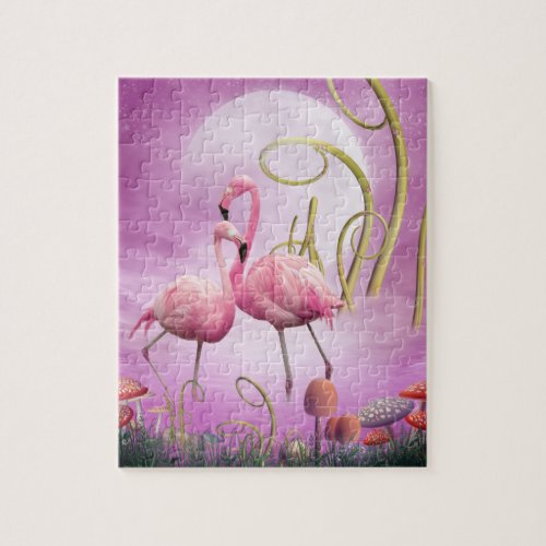 Whimsical Pink Flamingos Puzzle