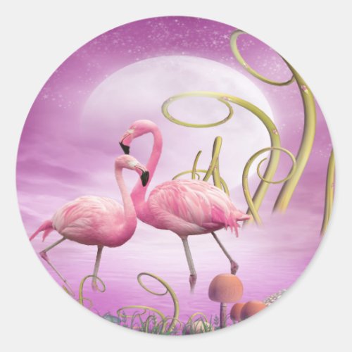 Whimsical Pink Flamingos Stickers
