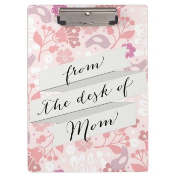 Whimsical Pink Floral Bird Print Girly Blush Pink Clipboard by Sweetbriar_Drive at Zazzle