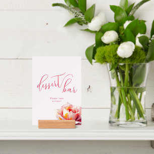 Whimsical Pink Floral Dessert Bar Sign Holder