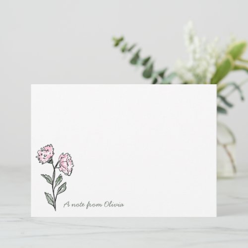 Whimsical Pink Floral Personalized Stationery