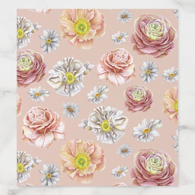 Whimsical Pink Floral Watercolor Wedding Invite Envelope Liner (Design)