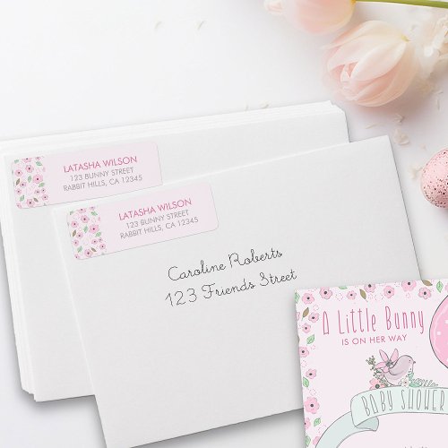 Whimsical Pink Flowers Return Address Label