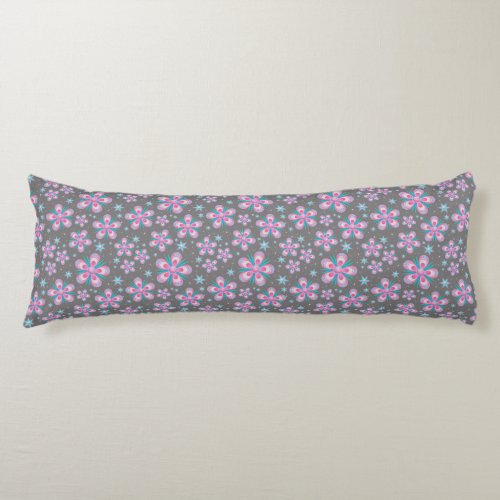 Whimsical Pink Flowers Texture Custom Body Pillow